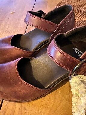 Dansko Mary Jane Clogs Wine Red
